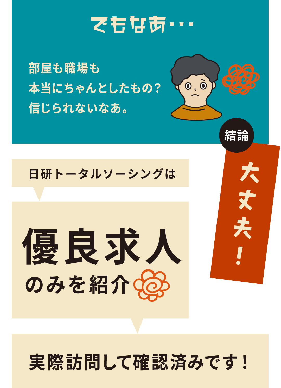 部屋も職場も本当にちゃんとしたもの？信じられないなあ。→結論：大丈夫！日研トータルソーシングは優良求人のみを紹介。実際訪問して確認済みです！